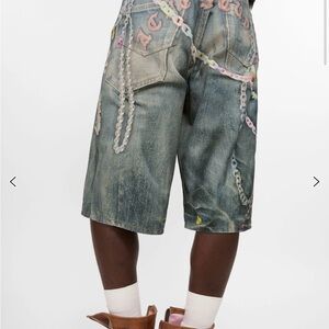 Acne Blue Jean Shorts with Pastel Accents